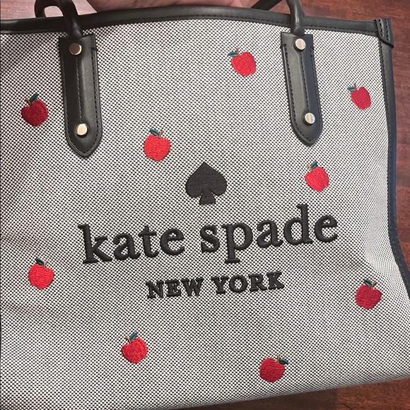 Kate Spade Gray Tote with Red Apple Accents - Picture 2 of 11